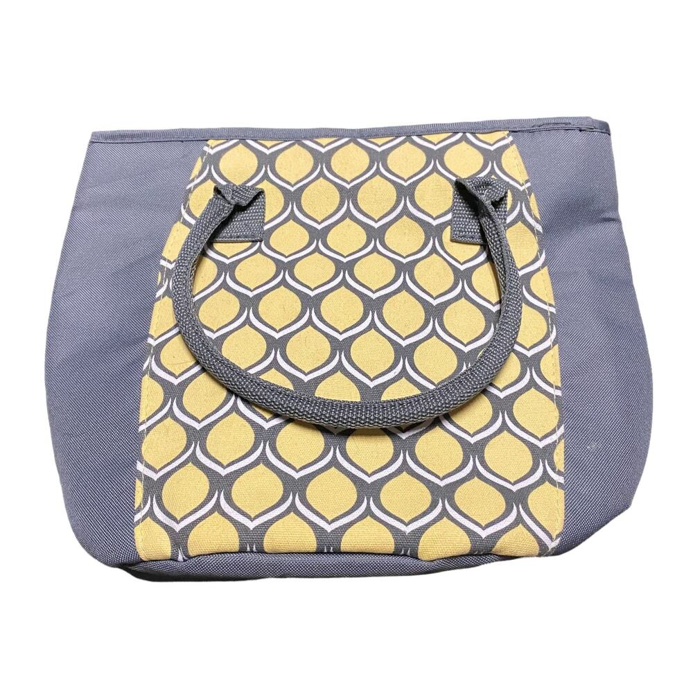 NWT Fit & Fresh Lakefield Chiller Insulated Lunch Bag Gray Yellow Print